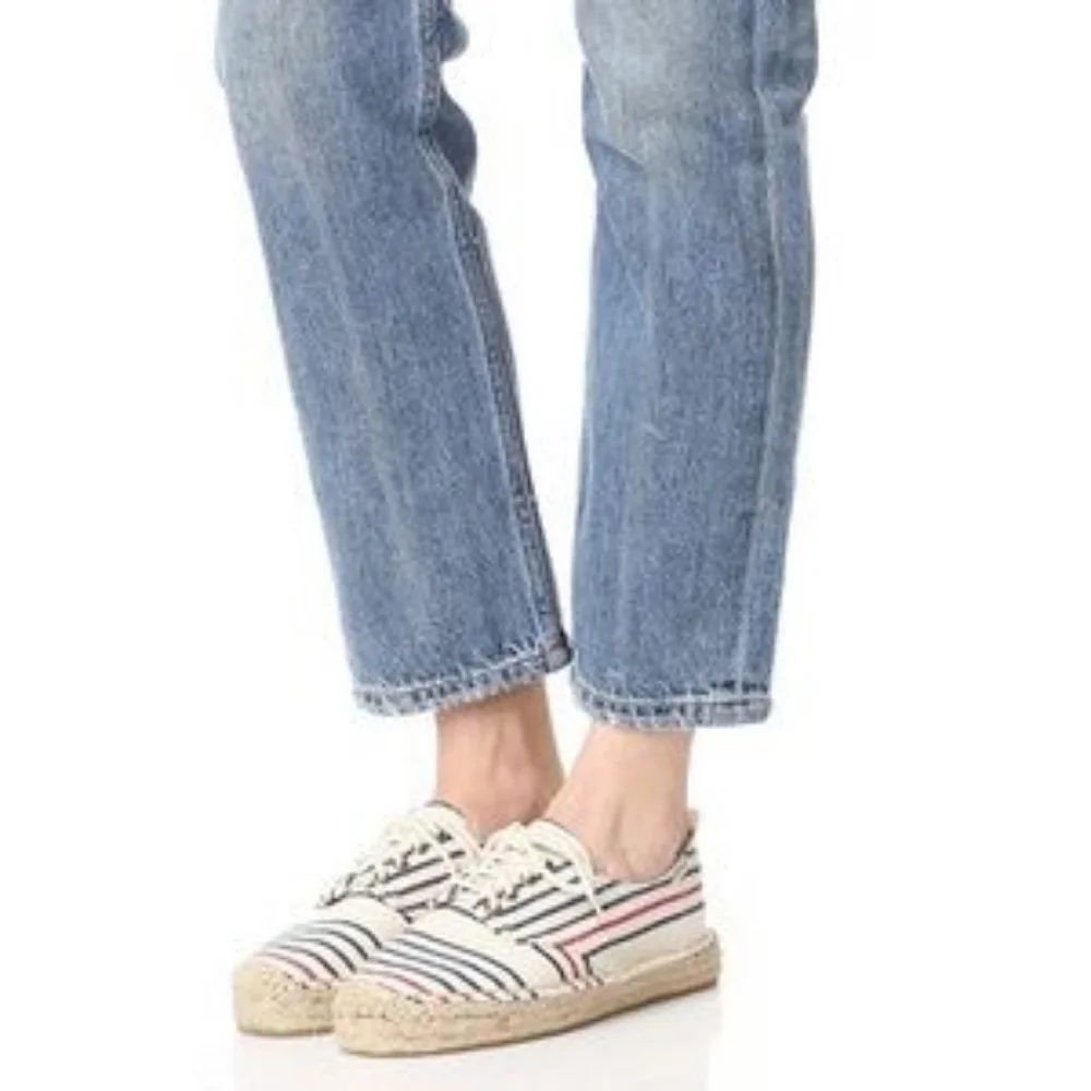 SOLUDOS Oxford Lace-up Platform Espadrilles Striped NWOB 9.5